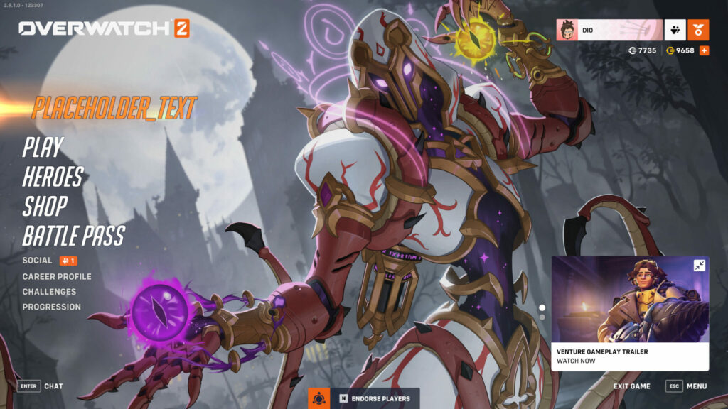 Click on "Placeholder_Text" to enter the Overwatch 2 April Fools' Day game mode (Image via Blizzard Entertainment)