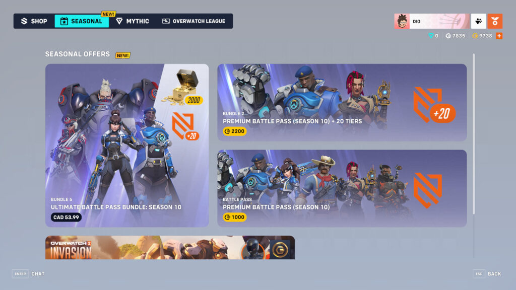 Seasonal shop rotation screenshot (Image via Blizzard Entertainment)