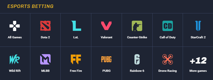 Featured games on Rivalry's esports betting platform (Image via Rivalry)