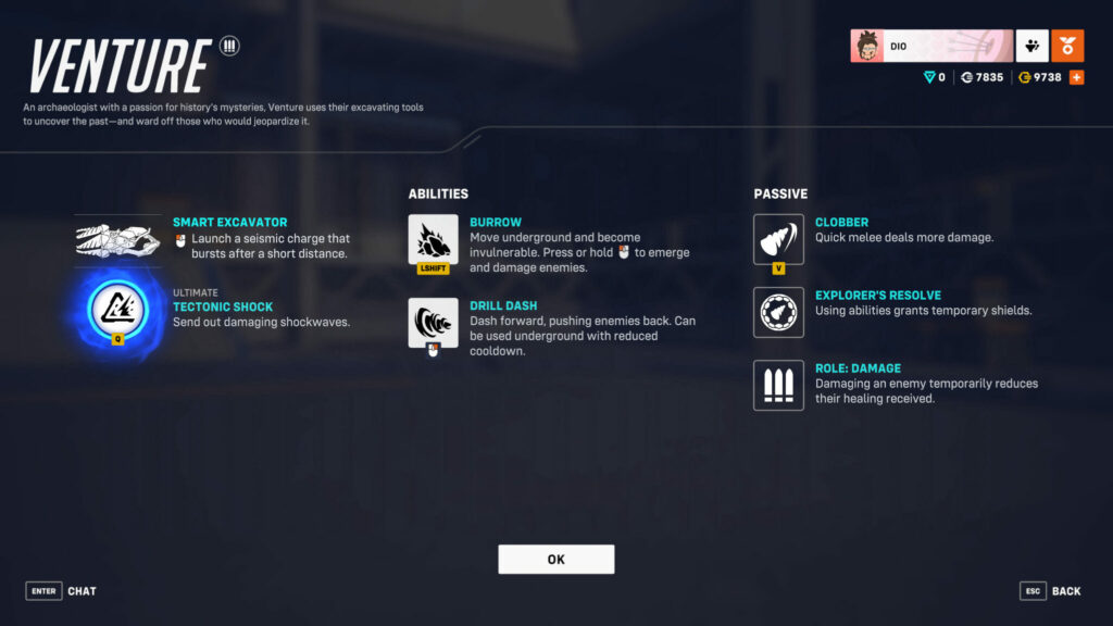Overwatch 2 Venture abilities list (Image via esports.gg)