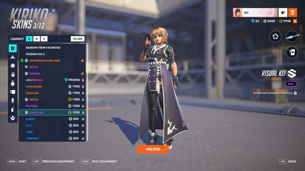 Epic Visual Kei Kiriko skin screenshot (Image via esports.gg)