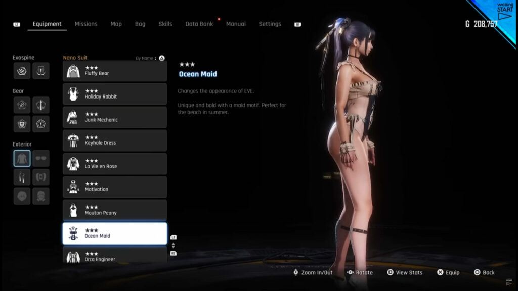 Side view of Eve's Ocean Maid outfit (Image via Wciśnij Start on YouTube)