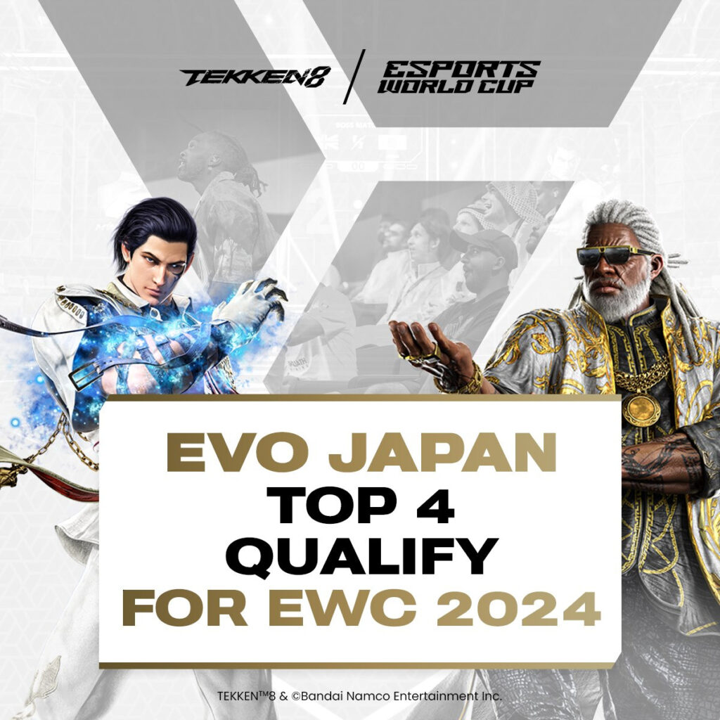 The Top 4 Evo Japan 2024 TEKKEN 8 players qualified for the Esports World Cup (Image via Esports World Cup and Bandai Namco Entertainment Inc.)