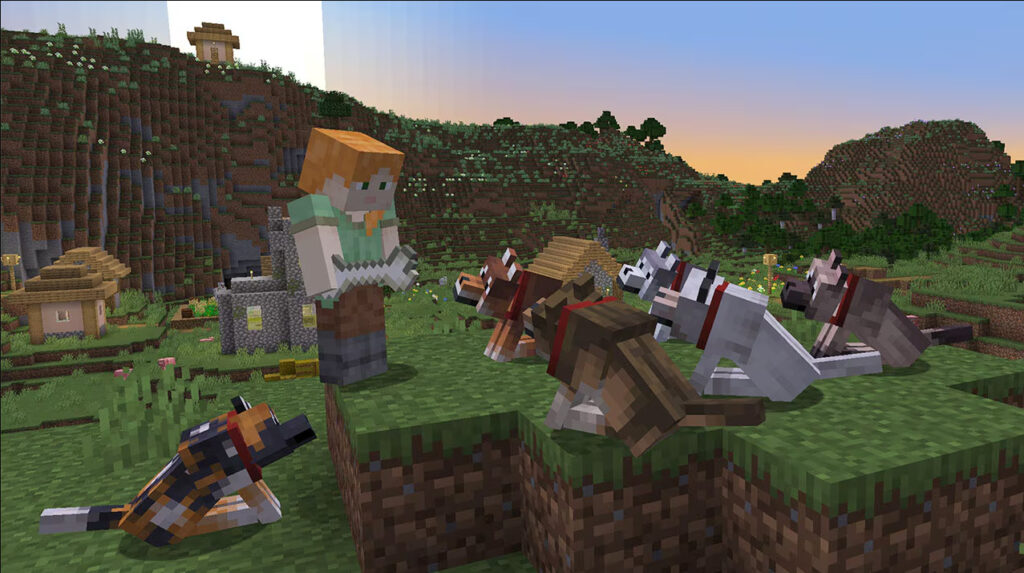 Certaines des nombreuses variantes de loups dans Minecraft (Image via Mojang)