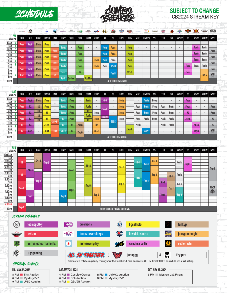 Combo Breaker 2024 schedule (image via combobreaker.org)