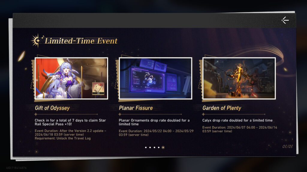 Limited-time events in Honkai: Star Rail 2.2 (image via esports.gg)
