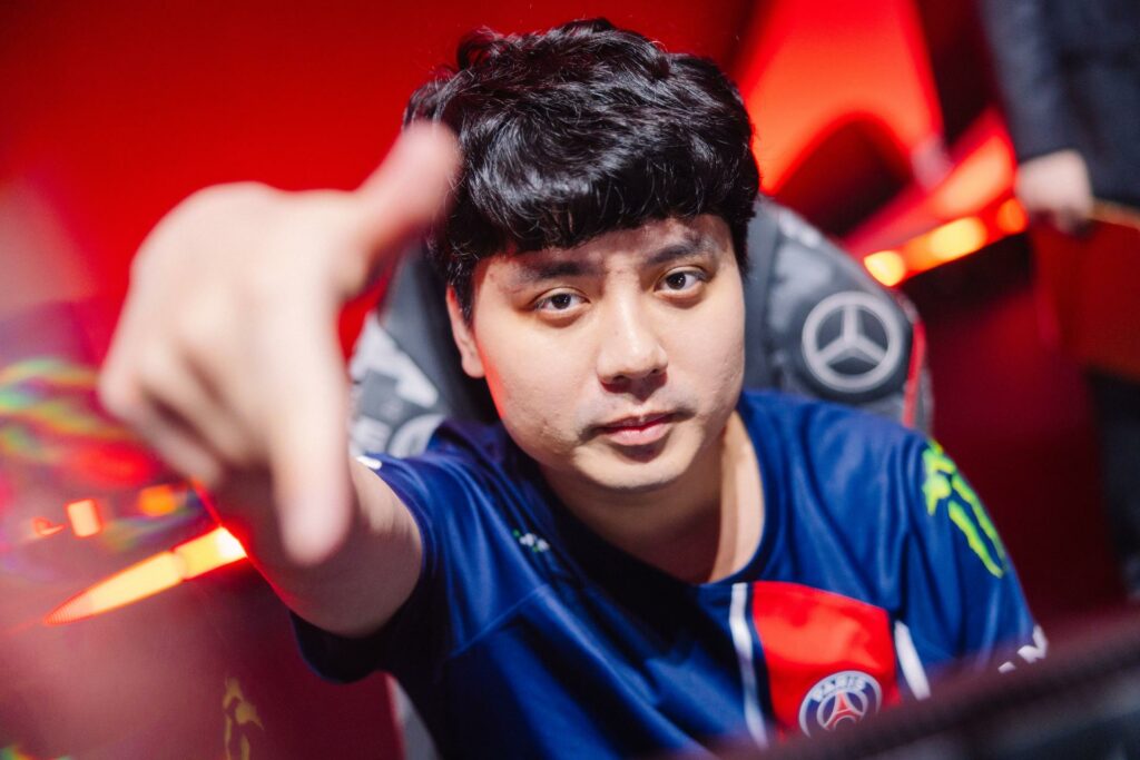 Huang "Maple" Yi-tang of PSG Talon is seen on stage during MSI Play-Ins at the Chengdu Financial City Performing Arts Center in Chengdu, China on May 01, 2024 (Image via Colin Young-Wolff/Riot Games)