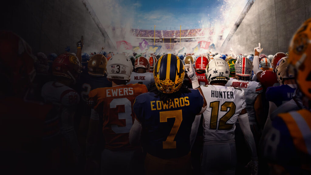 The first promo image featuring cover athletes for College Football 25 (Image via EA Sports)