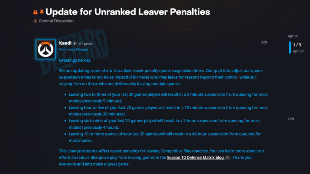 Overwatch 2 Quick Play leaver penalty screencap (Image via esports.gg)