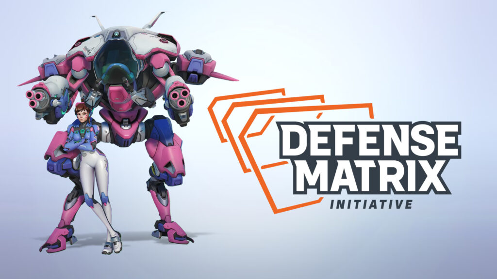 Graphic featuring D.Va for the Overwatch 2 Defense Matrix initiative (Image via Blizzard Entertainment)