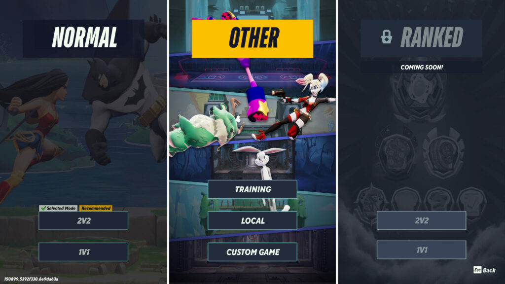 Screenshot of the different modes available (Image via esports.gg)