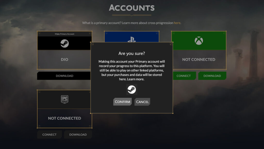 Main account confirmation screenshot (Image via esports.gg)