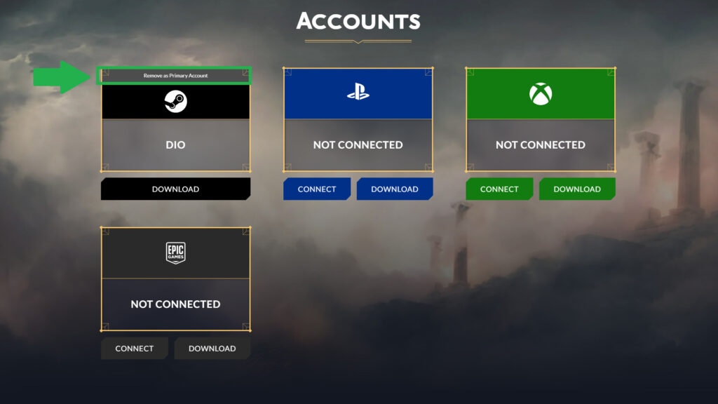 How to change your primary account (Image via esports.gg)