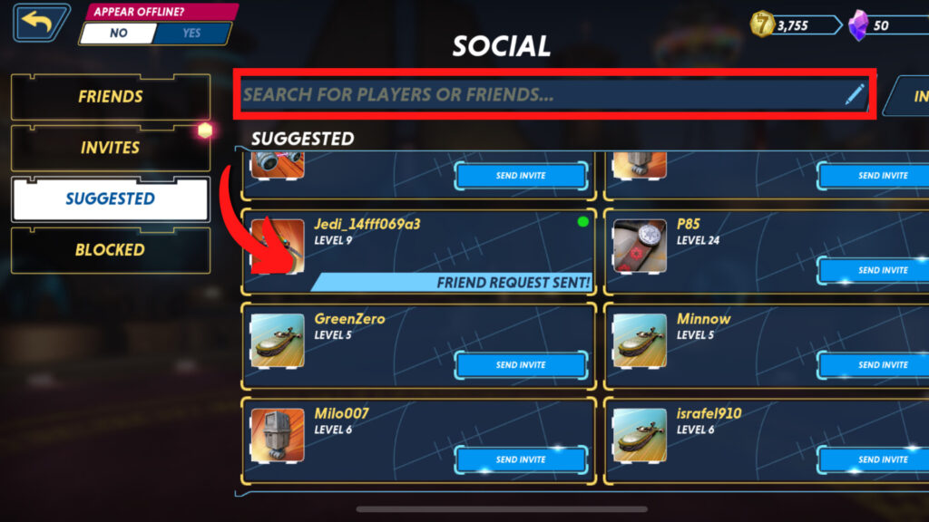 Step two: Search username and add friend.