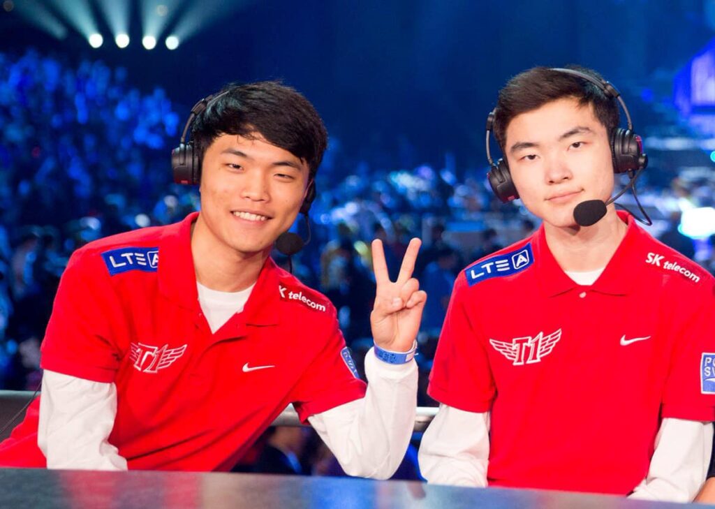 Impact (Left) and Faker (Right) during their time in SK Telecom T1 K (Image via LoL Esports)