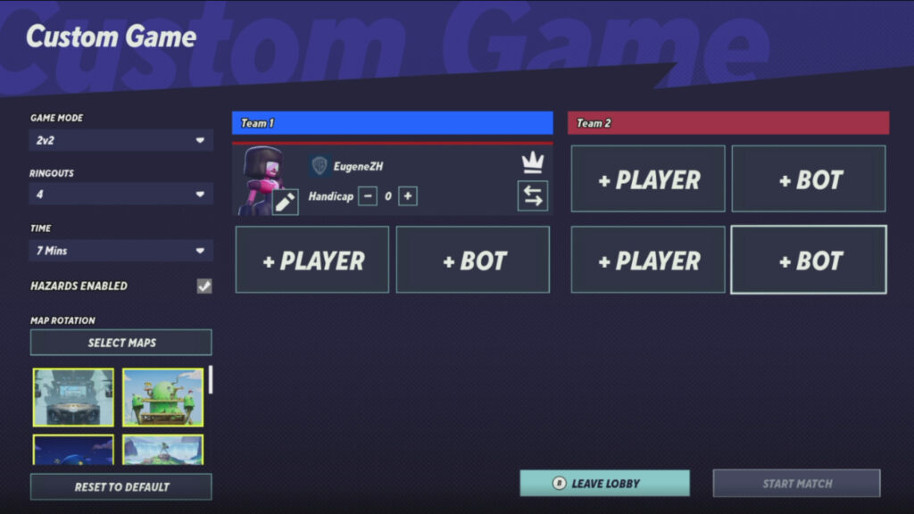 A custom MultiVersus game with bots (image via esports.gg)