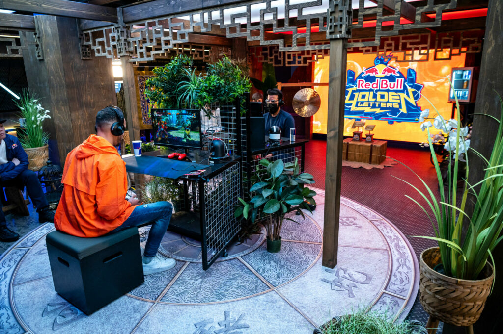 AyoRichie (L) and Joka (R) compete at Red Bull Golden Letters 2023 at The Red Bull Gaming Sphere (Image via Mark Roe &amp; Red Bull)