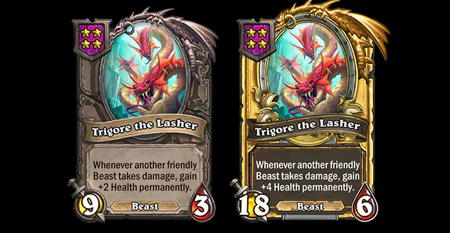 Trigore the Lasher in Hearthstone Battlegrounds (Images via Blizzard Entertainment)