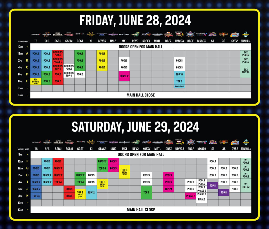 Schedule for Mortal Kombat 1 at CEO 2024 (Image via CEO Gaming)