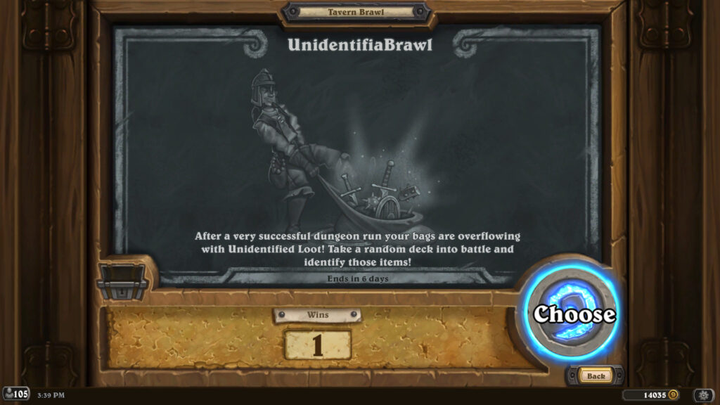 The UnidentifiaBrawl chalkboard in Hearthstone (Image via esports.gg)