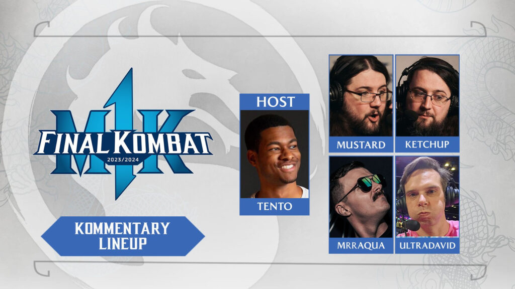 Final Kombat 2023-24 broadcast talent (Image via Warner Bros. Games and NetherRealm Studios)