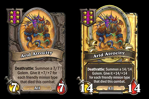 Arid Atrocity is a new minion in Hearthstone Battlegrounds (Images via Blizzard Entertainment)