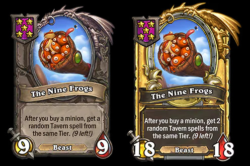 The Nine Frogs is a new Hearthstone Battlegrounds Buddy (Images via Blizzard Entertainment)