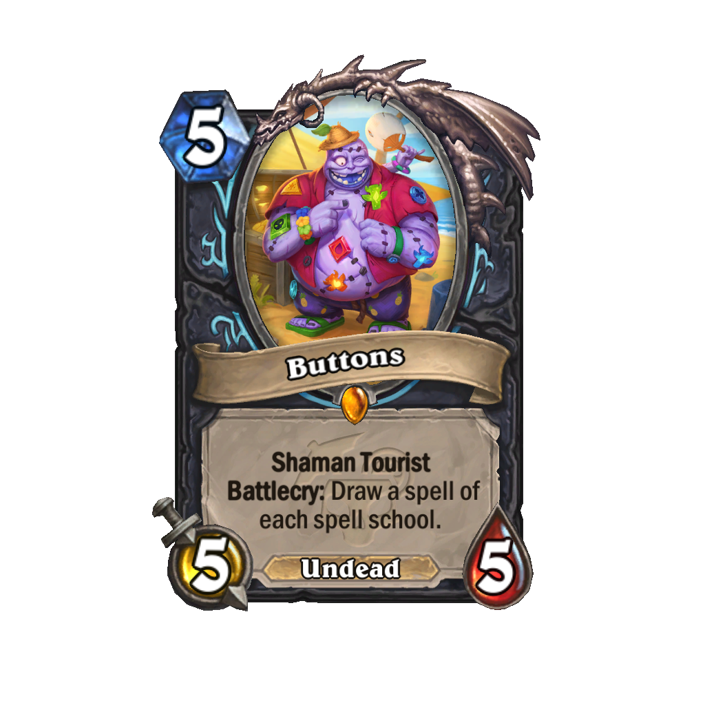 Buttons is another Hearthstone Perils in Paradise card (Image via Blizzard Entertainment)