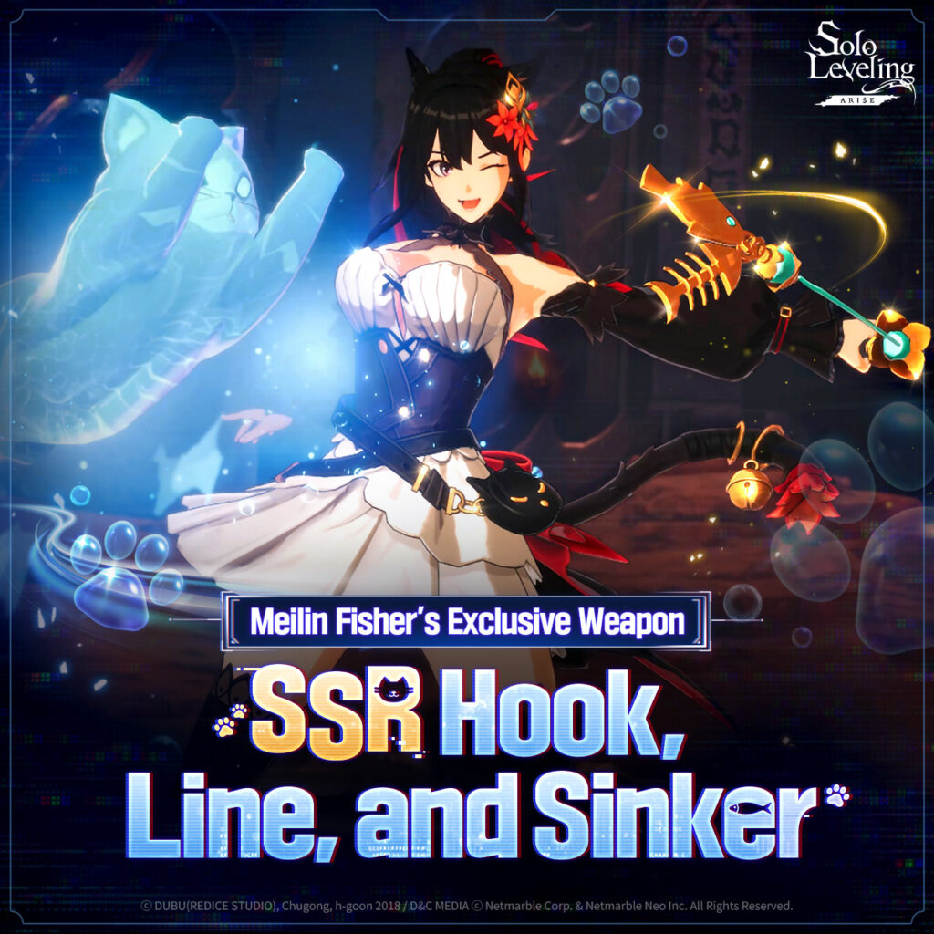 Meilin Fisher's SSR weapon is Hook, Line, and Sinker (Image via Netmarble Corporation)