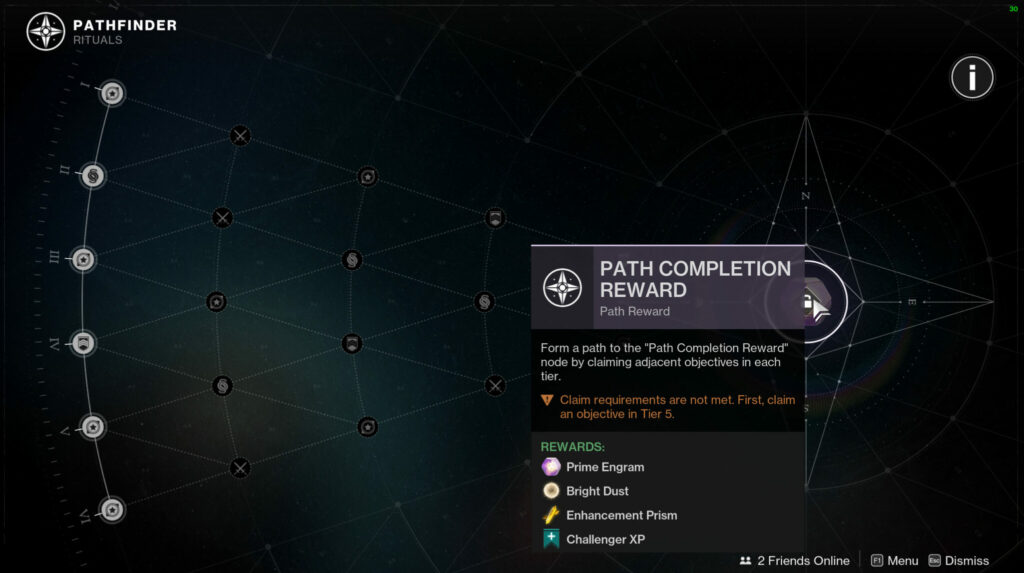 The new weekly Pathfinder pursuit tree and rewards in Destiny 2: The Final Shape (Image via esports.gg)