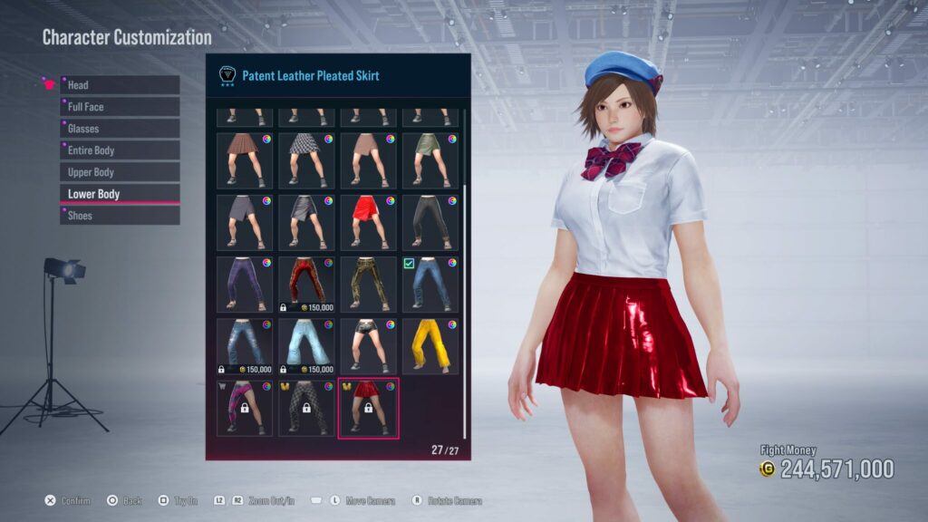 Asuka wearing the Patent Leather Pleated Skirt - Level 40 Premium Fight Pass Reward