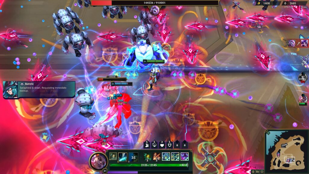 The Briar boss fight in LoL Swarm can be a little chaotic. (screenshot by esports.gg)