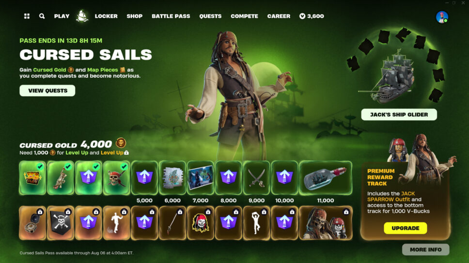 Fortnite Cursed Sails Pass: All rewards and how to get them cover image
