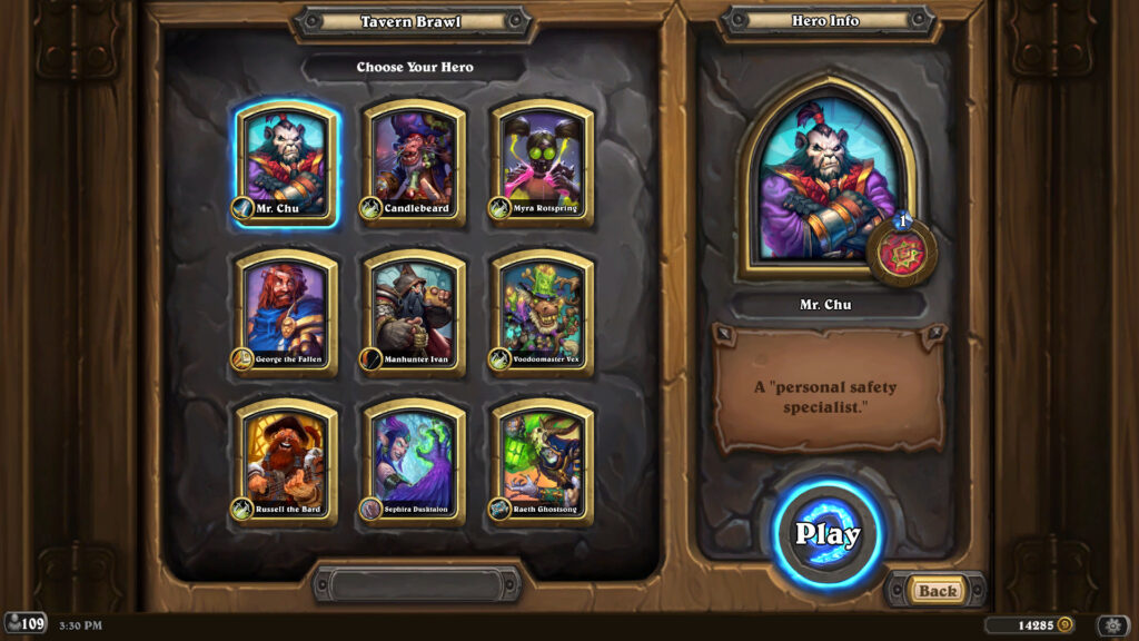 Hearthstone Henchmania Tavern Brawl heroes (Image via esports.gg)