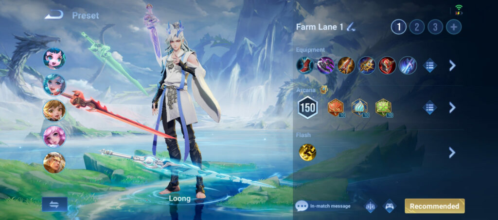 Honor of Kings' Loong equipment, Arcana, and spell recommendations (Image via esports.gg)
