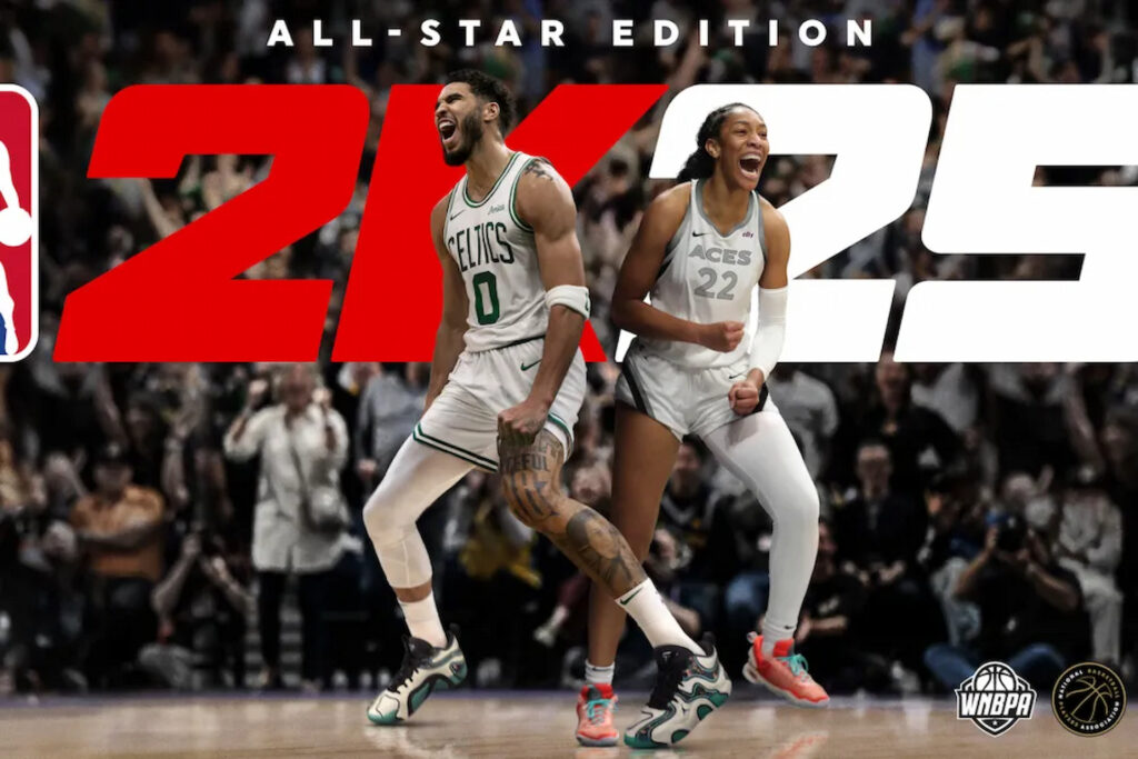 While both Jayson Tatum and A'Ja Wilson have their separate covers, they appear together in the NBA 2K25 All-Star Edition (Image via NBA 2K)