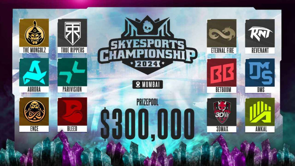 These are the teams fighting for their share of the $300,000 prize pool in Mumbai (Image via Skyesports)