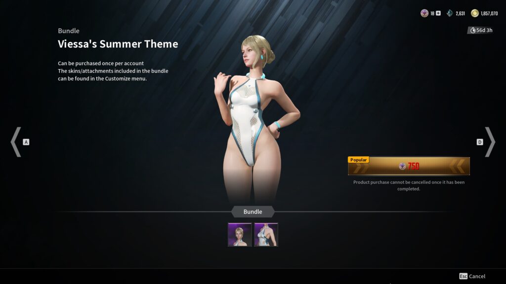 The Viessa Summer Theme bundle gives her a swimsuit cosmetic