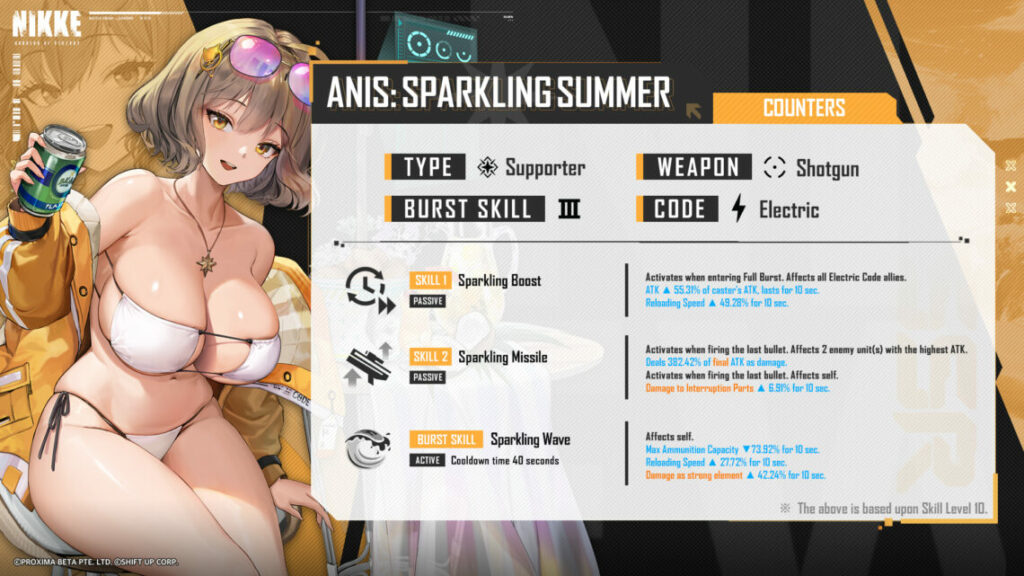 Anis: Sparkling Summer's Skills, Weapon and Info  (Image: Shift Up)