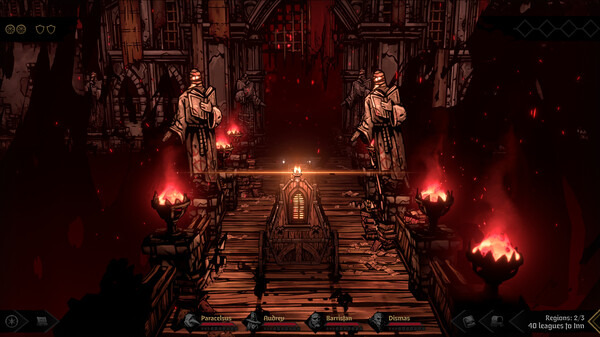 The stagecoach road trip is the biggest change from Darkest Dungeon (Image via Red Hook Studios)
