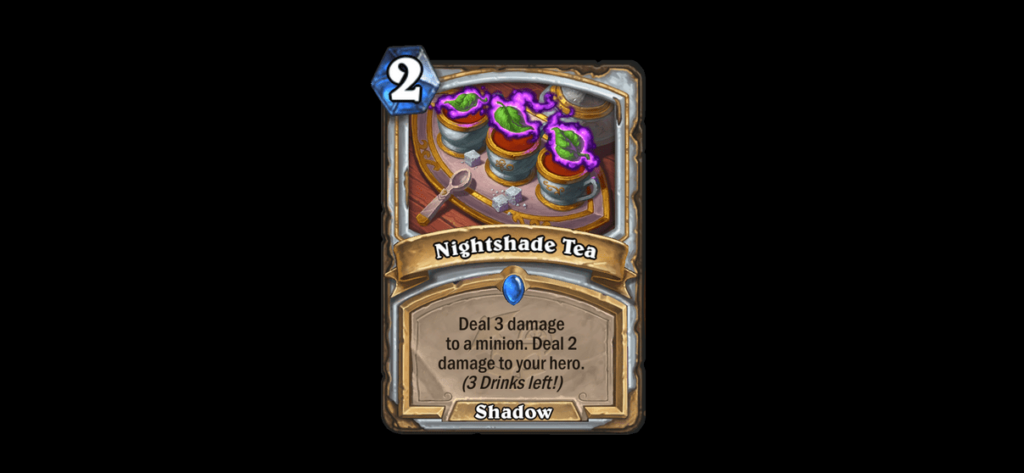 Nightshade Tea uses the Drink mechanic in the Perils in Paradise expansion (Image via Blizzard Entertainment)
