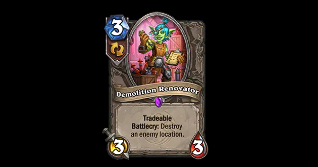 Demolition Renovator in the Hearthstone patch 30.0 notes (Image via Blizzard Entertainment)