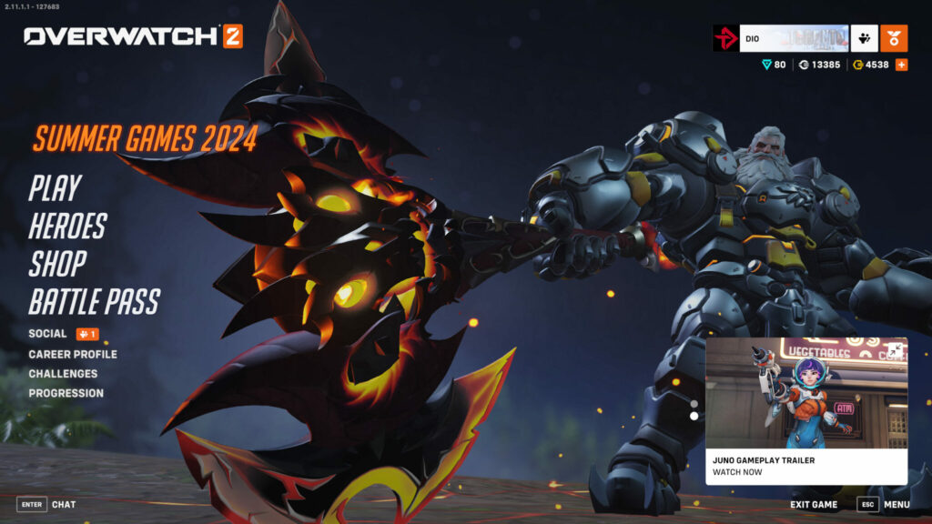 Reinhardt with his Demon mythic weapon (Image via esports.gg)