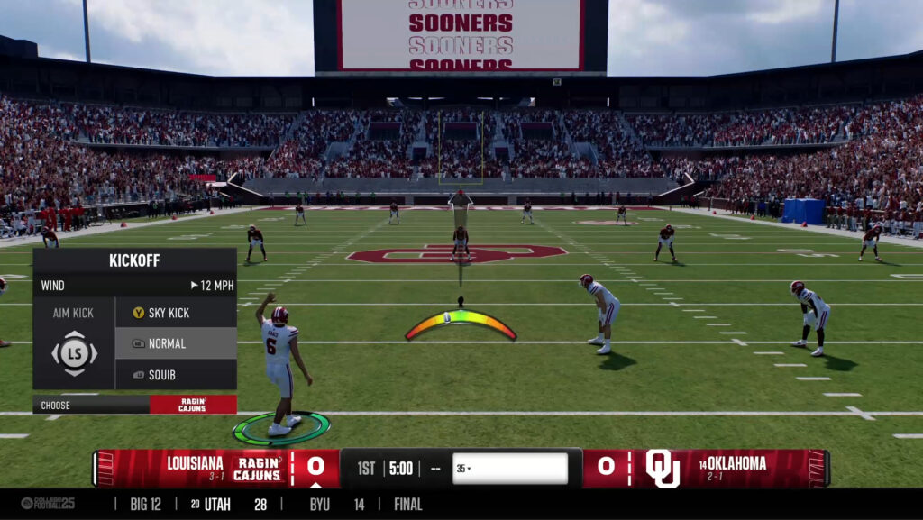 The first meter looks like this in any kicking or punting scenario in CFB 25 (Image via esports.gg)