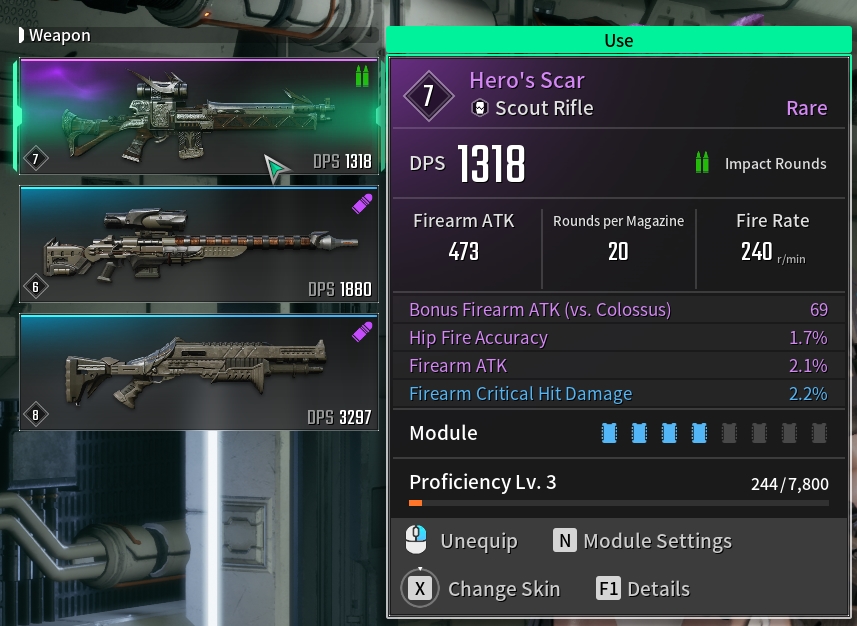 Rare weapons (Purple) can sometimes that Impact Rounds (Green), make sure to check