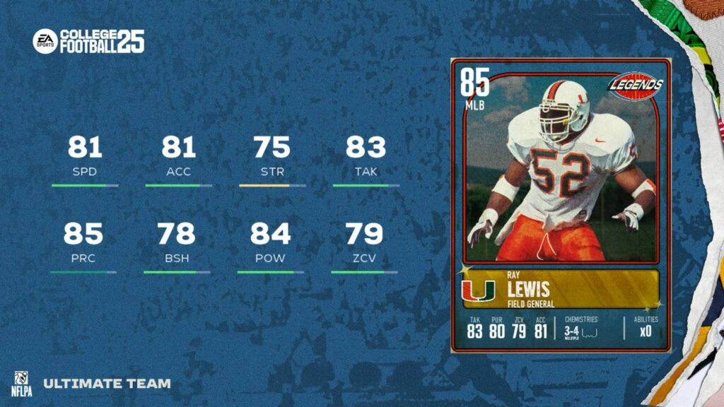 Ray Lews will be a part of a Legends set in Ultimate Team (Image via EA Sports)