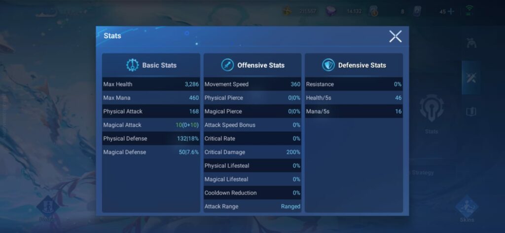 Dolia's base stats (image via Level Infinite)