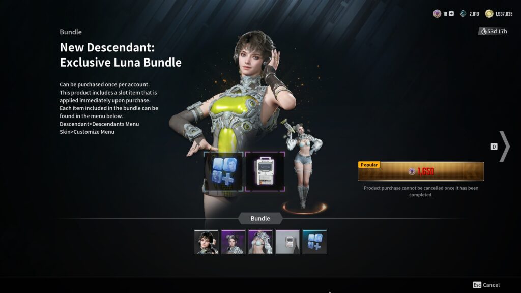 The Exclusive Luna Bundle in The First Descendant