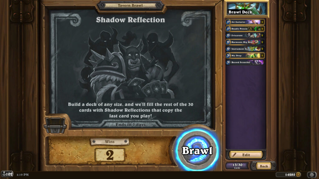 Hearthstone Shadow Reflection Tavern Brawl information (Image via esports.gg)