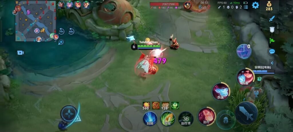 Dyadia's passive lets her swing at an enemy (Image via ugihok on YouTube)